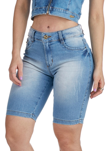 Short Bermuda Jeans Feminina Cós Alto Plus Size 36 Ao 54