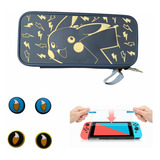 Estuche Rígido + 4 Grips + Vidrio Pikachu Nintendo Switch