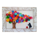 Quadro Decorativo Artesanal Menina No Jardim