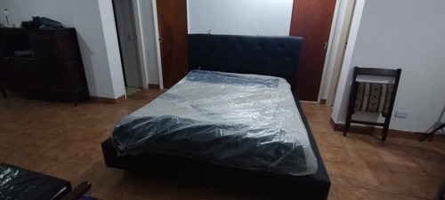 Cama Matrimonial Con Somier De Cajones Y Respaldo Negro