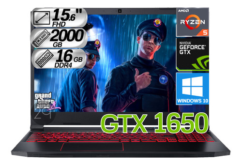 Portátil Gamer Acer Nitro5 Ryzen5 Ram 16gb 2000gb Gtx 1650