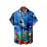 Camisa Hawaiana Unisex Sea Animals Sharks, Camisa De Playa D