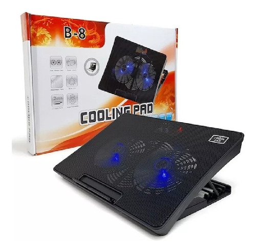 Base Cooler Pad Notebook 14/15/17 Pulgadas 2usb 2 Ventilador