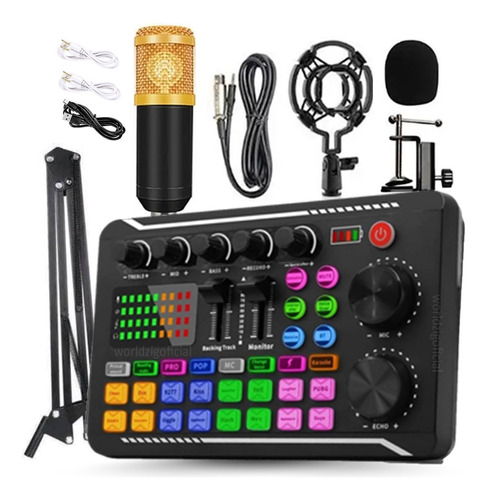 Kit Interface Live Mini Mixer F998 + Microfone Condensador