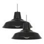 Pack 2 Lampara Colgante Galponera 30cm Blanco Negro Ferrolux Negro
