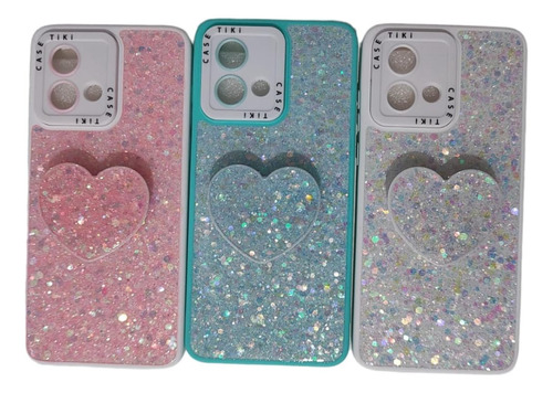 Funda Con Pop Corazón Brillos Para Motorola G84 Reforzada