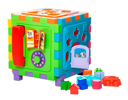 Cubo Didático Formas Encaixar Brinquedo Educativo Beb Cor Colorido