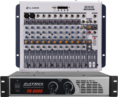 Amplificador Potência 800w Datrel + Mesa Sense1202 Ll Audio