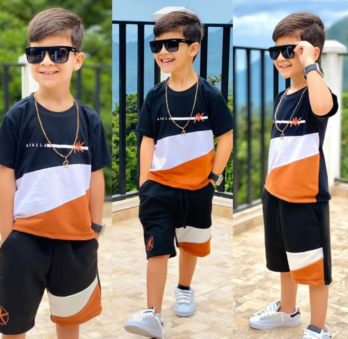 Roupa Infantil Masculina Conjunto Camiseta Bermuda Linha Top