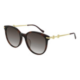 Gucci Gg0885sa 002 Round Shape Cafe Dorado