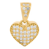 Dije Corazon Zirconias 0.9 Cm Oro Sólido 14k