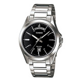 Reloj Casio Mtp-1370-1a Hombre Plata Fechador Relojesymas Color De La Correa Plateado Color Del Bisel Negro Color Del Fondo Negro