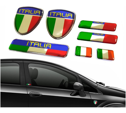 Kit Adesivos Escudo Placa Coluna Fiat Itália Resinados Fgc