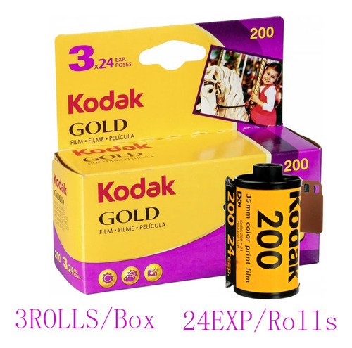 3 Rolos Kodak Gold 200 35 Mm 24 Exposure Por Rolo