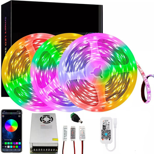 Tira Led Rgb 20mts Wifi Audiorritmica Control App Magic Home