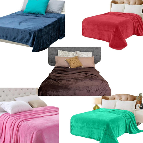  Cobertores Ligeros Frazada Matrimonial Pack5 Color Liso