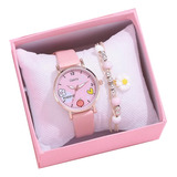 Kit Relógio Feminino Quartz Infantil Adolescente + Pulseira