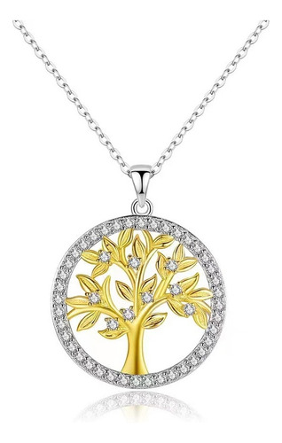 Collar Cadena Plata 925 Árbol De La Vida Raíces Mujer