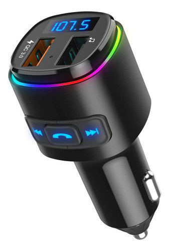 Transmisor Fm Criacr, Para Coche, Bt 5.0, Rgb, Conector Usb