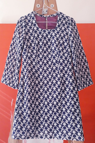 Vestido Vintage Diseño Geométrico Talle M. Impecable 