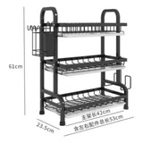 Platero Escurridor Organizador De Loza 3 Niveles + Bandejas 