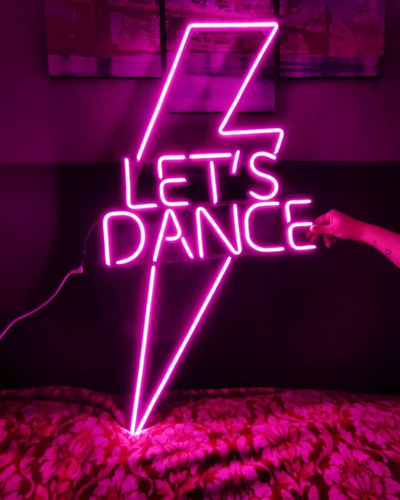 Cartel Let's Dance Neón Led Figuras Logos Decoración 