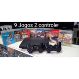 Ps3 Slim Com 2 + 9 Jogos Originais Completo Garantia Nf-e 