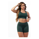 3 Conjuntos Fitness Feminino Top + Short Roupas Academia A11