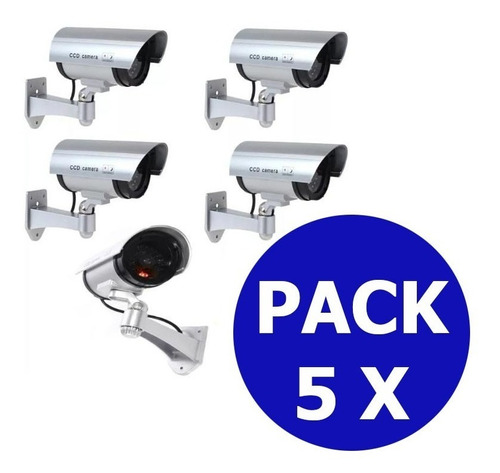 5 X Camara De Seguridad Falsa Exterior Luz Led Vigilancia