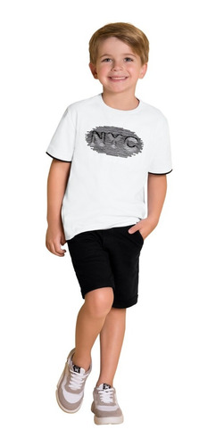 Conjunt Milon Infantil Juvenil Menino Camiseta Bermuda Verão