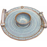 Castle Arch Pottery Handmade Party Platter With Dip Bowl. 9 