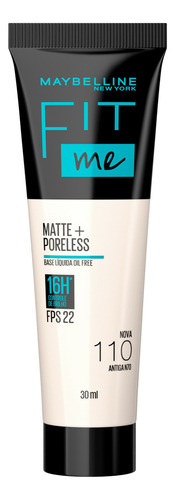 Base De Maquiagem Líquida Maybelline Fit Me Matte+ Poreless Fit Me Fps Tom Nova 110 Antiga N70  -  72ml 45g