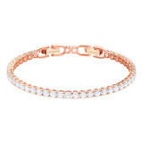 Pulsera Swarovski Tennis, Blanco, Baño De Oro Rosa