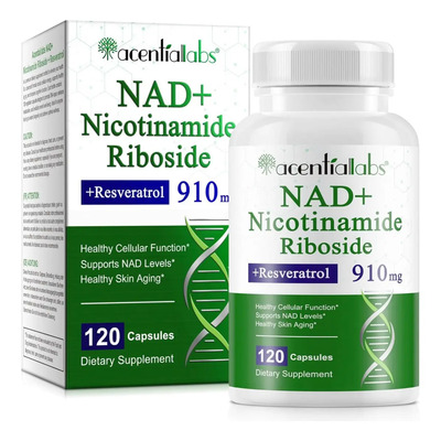 Suplemento NAD Nicotinamida Ribosido Resveratrol Acentia Labs 910mg 120 cápsulas | Envío gratis