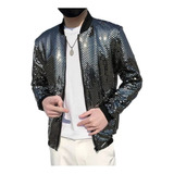 Chaqueta Bomber Para Hombre, Abrigo Hip Hop Con Lentejuelas