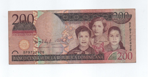 Republica Dominicana 200 Pesos Oro  2007