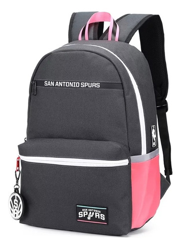 Mochila Escolar Urbana Deportiva Nba Resistente Reforzada Color Negro San Antonio Spurs Diseño De La Tela Liso