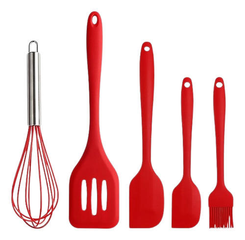 Kit Utensilios De Cozinha De Silicone Com Fue 5 Unidades