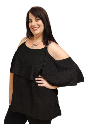 Blusa Fiesta Noche Doble Capa Talles Grandes Especiales