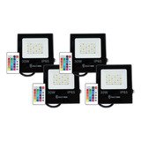 Pack X 4 Reflectores Led 30w Rgb Exterior Control Remoto