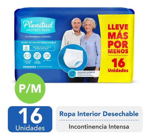 Pañal Adulto Plenitud Calzón Protect Plus 3 Packs P/m