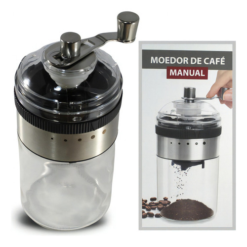 Moedor Café Grão Cerâmica Profissional Moinho Cerâmica Manua Cor Aço Inox E Vidro