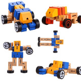 Robot Transformer Articulado Madera Niños Juguete Didactico