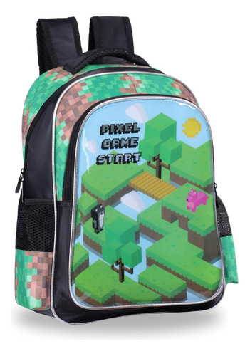 Mochila Infantil Escolar Minecraft Menino Bolsa Costas Tam16