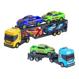 Caminhão Brinquedo Infantil Cegonha + Guincho + 3 Carrinhos