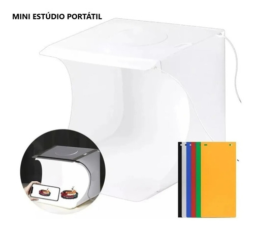 Mini Studio Fotográfico Photo Box Portátil + 6 Fundos C/ Led