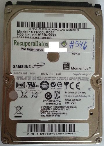 Disco Samsung St1000lm024 1tb 2.5 Sata - 544 Recuperodatos