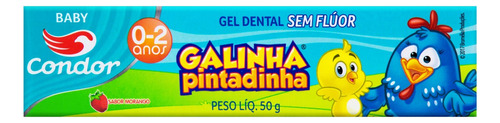 Pasta De Dentes Infantil Condor Baby Galinha Pintadinha Morango  Em Gel  Sem Glúten 50 G