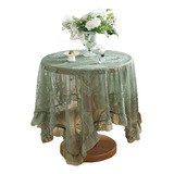 K Round Tablecloth, Mantel Redondo De Encaje Verde Hueco.