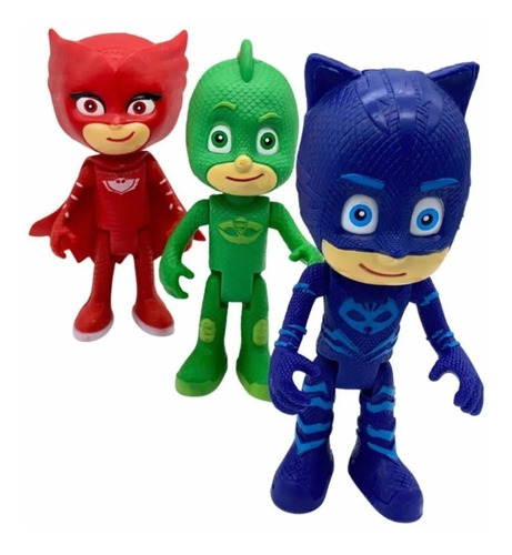 Boneco Pj Masks Com Luz Menino Gato Corujita Lagartixo 15 Cm